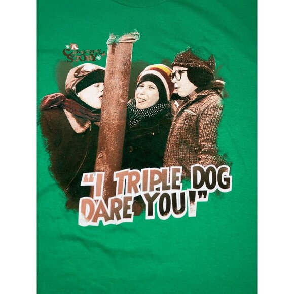 A Christmas Story "I Triple Dog Dare You!" Graphic T-Shirt Green Medium - Picture 2 of 8